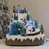 Animated Christmas Village North Pole Skiing Skating Snowman LED Lights Music