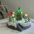 Animated Christmas Village Snowy Skating Rink Rotating Skaters Colorful LED Music