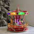 Animated Christmas Village Rotating Carousel Colorful LED Lights Music