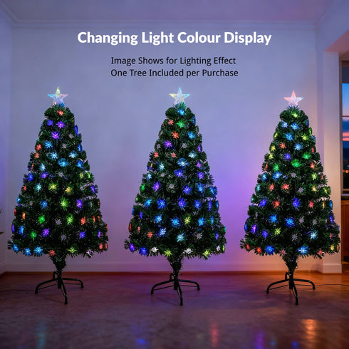 Star Lights Green Christmas Tree Pre-Lit Fibre Optic Ultra-bright Multicolour Flashing Lights