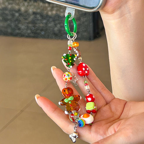 Christmas Gingerbread Phone Chain / Bag Charm Handmade with Premium Materials