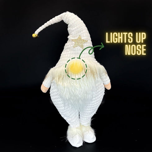 Standing White Santa Claus Gnome Bendable Hat with Bell Faceless Stuffed Doll Christmas Decoration