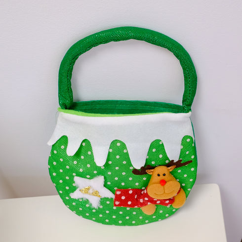 Reindeer Christmas Gift Bag – Fabric Hanging Treat Bag & Tree Decor