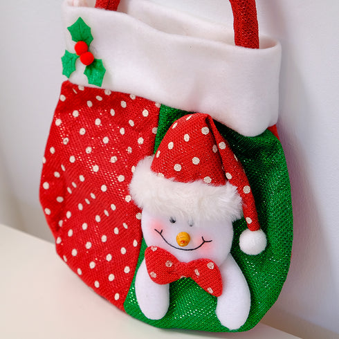 Snowman Christmas Gift Bag – Fabric Hanging Treat Bag & Tree Decor