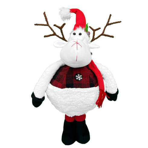 70CM Adjustable Plush Christmas Reindeer Expandable Telescopic Body | Soft Fabric Holiday Decoration