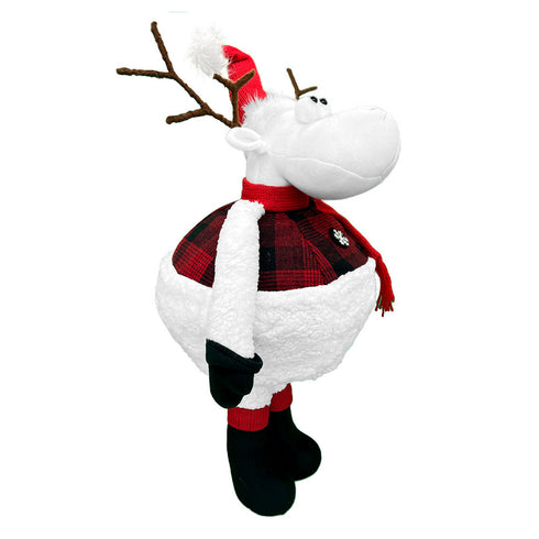 70CM Adjustable Plush Christmas Reindeer Expandable Telescopic Body | Soft Fabric Holiday Decoration