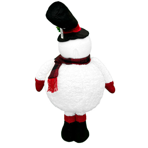 70cm Adjustable Plush Snowman Decoration Expandable Telescopic Body | Soft Fabric Christmas Display