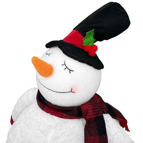 70cm Adjustable Plush Snowman Decoration Expandable Telescopic Body | Soft Fabric Christmas Display