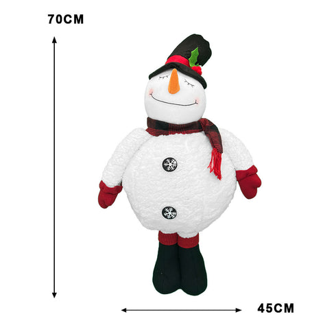 70cm Adjustable Plush Snowman Decoration Expandable Telescopic Body | Soft Fabric Christmas Display