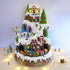 Large Animated Snowy Mountain Christmas Village Train Ski Slope Skater