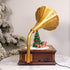 Gramophone Music Box Animated Christmas Village with LED Lights Rotating Santa’s Sleigh