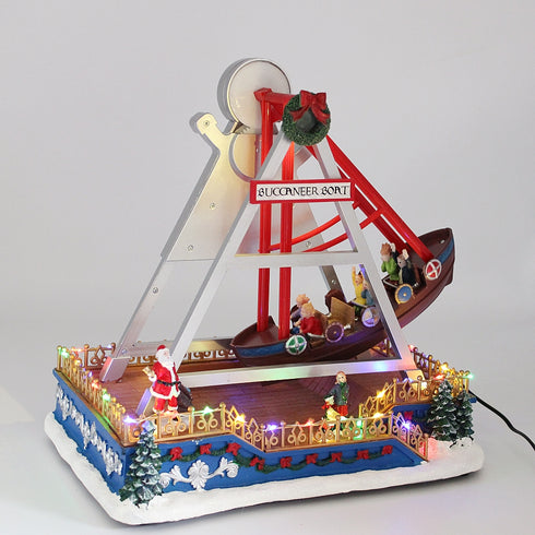 Animated Christmas Amusement Park Buccaneer Boat Musical LED Light-up