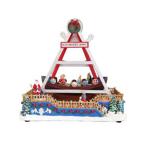 Animated Christmas Amusement Park Buccaneer Boat Musical LED Light-up