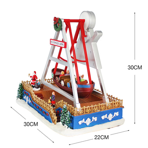 Animated Christmas Amusement Park Buccaneer Boat Musical LED Light-up