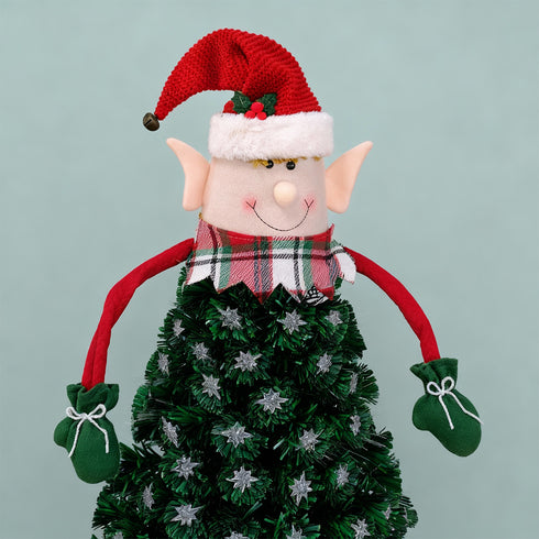 Elf Christmas Tree Topper 50cm Adjustable Wire Hat & Arms Bendable Tree Decoration