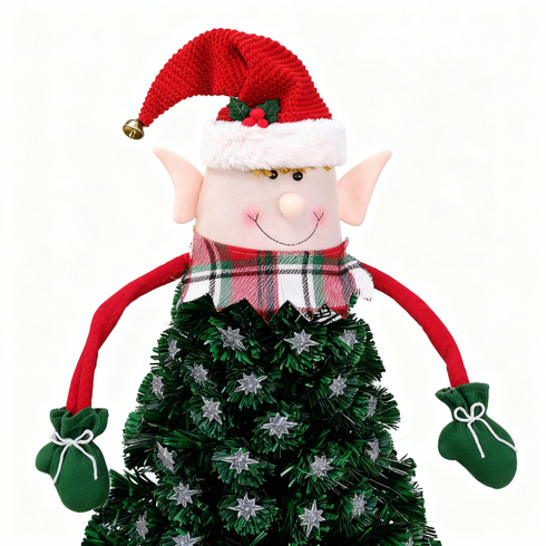 Elf Christmas Tree Topper 50cm Adjustable Wire Hat & Arms Bendable Tree Decoration