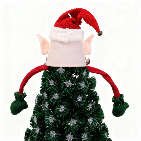 Elf Christmas Tree Topper 50cm Adjustable Wire Hat & Arms Bendable Tree Decoration