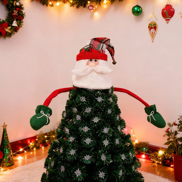 Santa Christmas Tree Topper 50cm Adjustable Wire Hat & Arms Bendable Tree Decoration