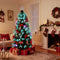 Fibre Optic Christmas Tree with Red Bows & Colour-Changing Lights – Classic Green Pre-Lit Tree