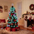 Pre-Lit Fibre Optic Christmas Tree with Red Bows & Colour-Changing LED Lights
