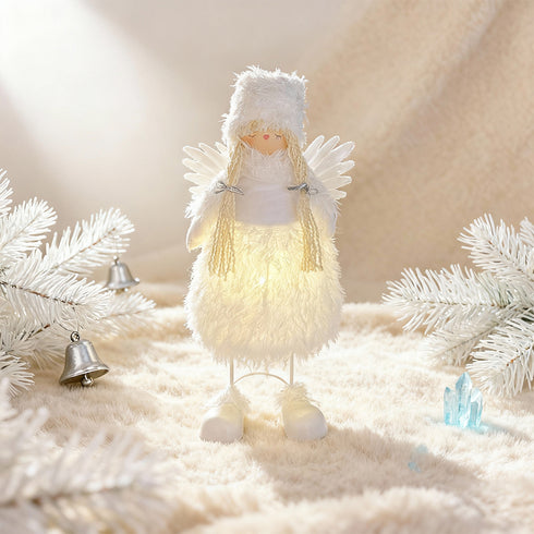 45cm Light-Up Fluffy Angel Christmas Decoration Tabletop Figure With LED Lights