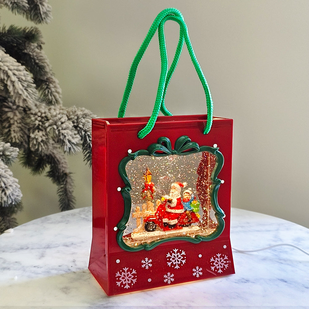Christmas Musical Water Lantern Gift Bag with Sculpted Scene Swirling ...