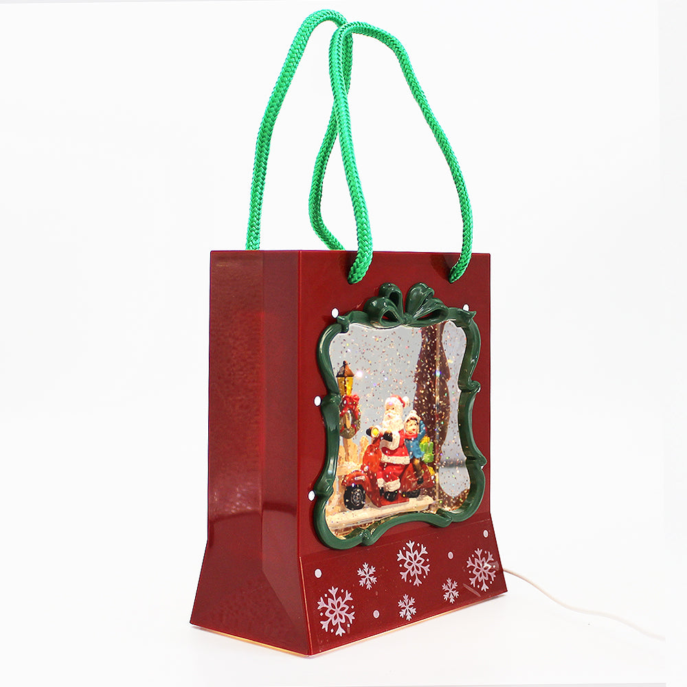 Christmas Musical Water Lantern Gift Bag with Sculpted Scene Swirling ...