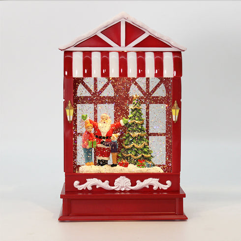 Christmas Musical Water Lantern Santa's Shop with Swirling Confetti LED Lights