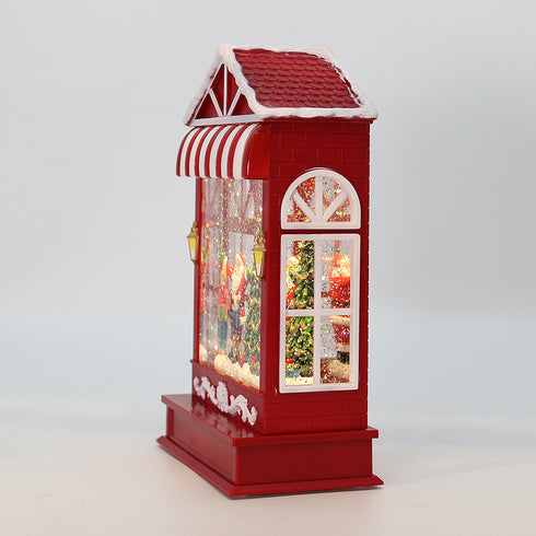 Christmas Musical Water Lantern Santa's Shop with Swirling Confetti LED Lights