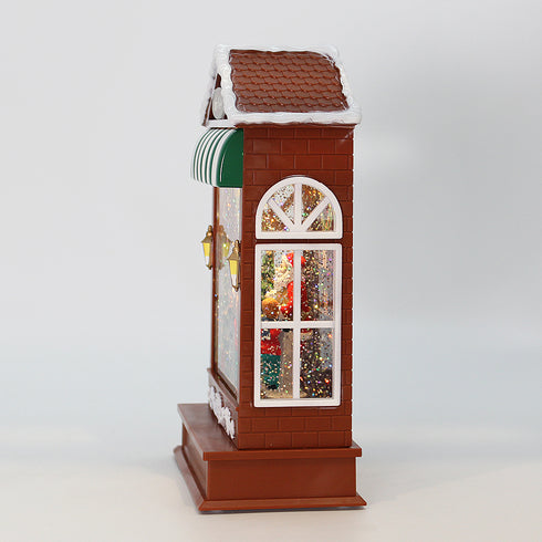 Christmas Musical Water Lantern Santa's Shop with Swirling Confetti LED Lights