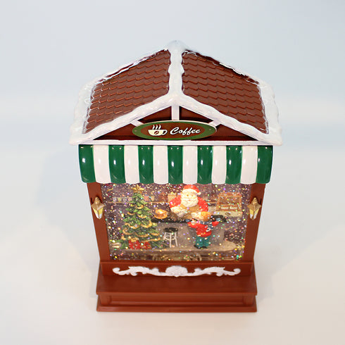 Christmas Musical Water Lantern Santa's Shop with Swirling Confetti LED Lights