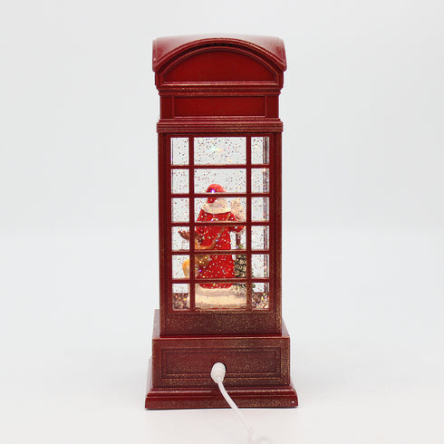 Christmas Musical Water Lantern Santa Booth with Sculpted Scene Swirling Confetti LED Light