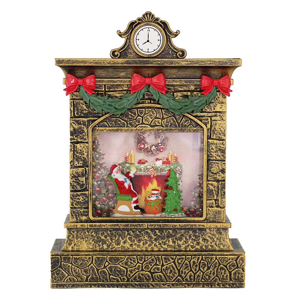 Christmas Fireplace Hurricane Water Lantern With Swirling Confetti LED ...