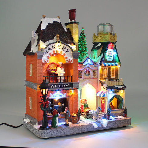 Animated Christmas Town Center Rotating Tree with LED Lights Music