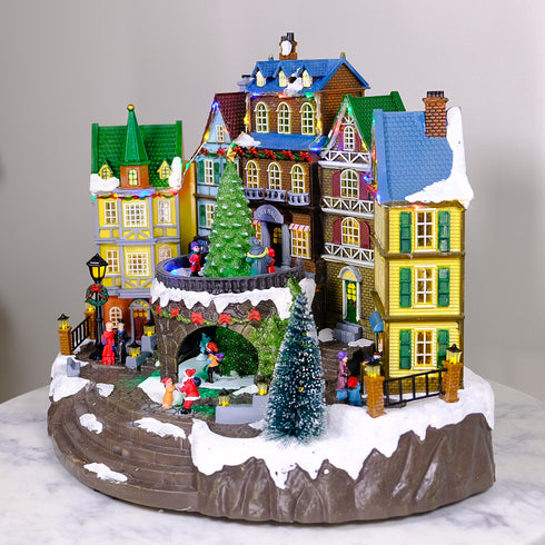 Vibrant Christmas Town Animated Christmas Village Musical LED Lights