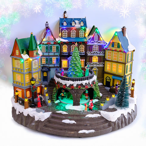 Vibrant Christmas Town Animated Christmas Village Musical LED Lights