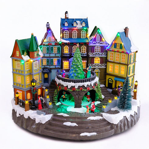Vibrant Christmas Town Animated Christmas Village Musical LED Lights