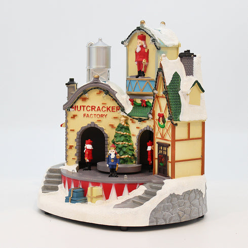 Animated Christmas Village Nutcracker Factory Colorful LED Lights Music