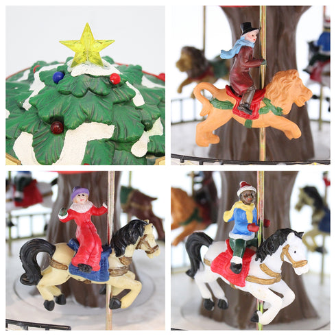 Animated Christmas Amusement Park Tree Carousel LED Lights Music