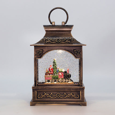 Christmas Musical Water Lantern Santa's Train with Swirling Confetti LED Lights