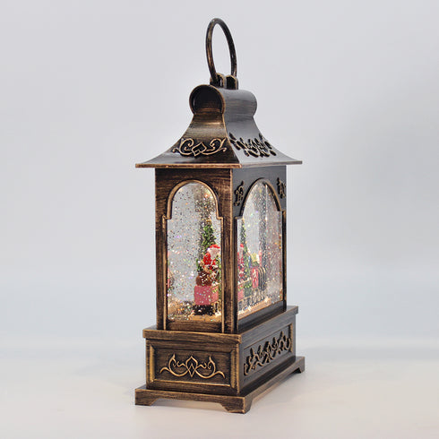 Christmas Musical Water Lantern Santa's Train with Swirling Confetti LED Lights