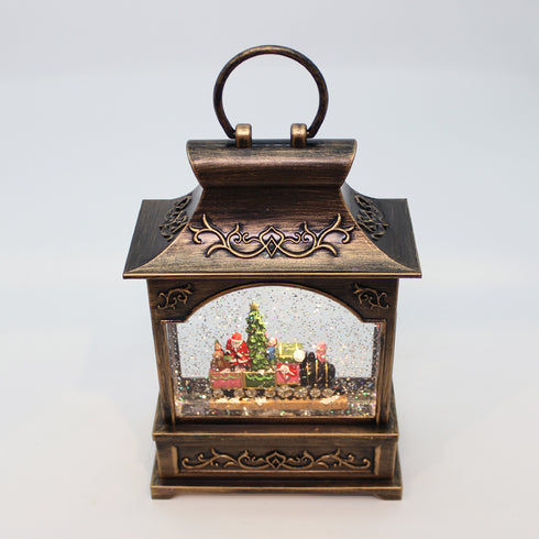 Christmas Musical Water Lantern Santa's Train with Swirling Confetti LED Lights