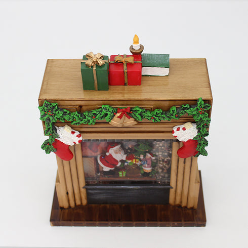 Christmas Musical Water Lantern Fireplace with Swirling Confetti LED Lights