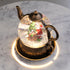 Christmas Musical Water Lantern Vintage Teapot Snowglobe with Swirling Confetti