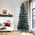 5 Dynamic Lighting Mode Pre-lit Green Christmas Tree with Fibre Optic Lights Multicolor LED Frosted Bulbs