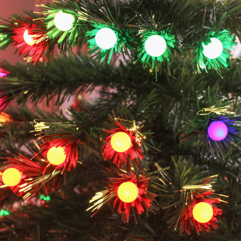 Pre-lit Fibre Optic Green Christmas Tree with Frosted Bulbs & 5-Mode Multicolour LED Lights