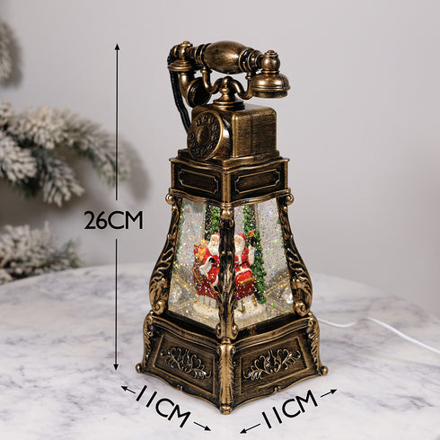 Christmas Musical Water Lantern Rotary Phone with Swirling Confetti LED Lights
