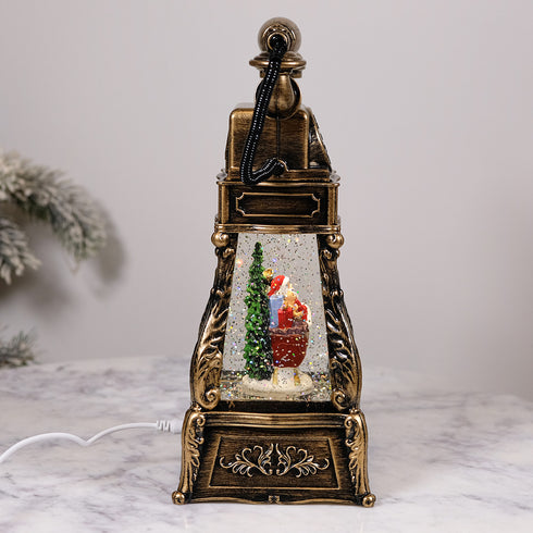 Christmas Musical Water Lantern Rotary Phone with Swirling Confetti LED Lights