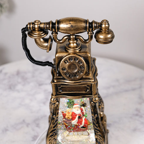 Christmas Musical Water Lantern Rotary Phone with Swirling Confetti LED Lights