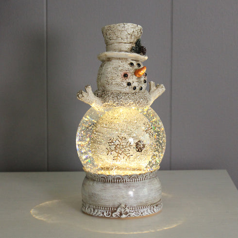 Christmas Musical Water Lantern Snowman Snowglobe with Swirling Confetti LED Light